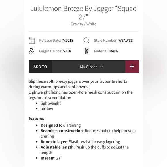 Lululemon Breeze By Jogger Squad Gravity Grey Size 2 - Picture 5 of 13